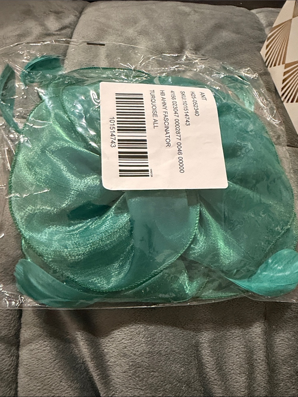 Anthropologie Mesh Feather Fascinator New Turquoise - Picture 2 of 3